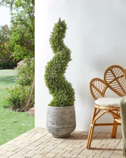 Outlet Beliani Pianta artificiale CYPRESS SPIRAL TREE 126 cm Verde Nero Verde