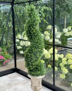 Outlet Beliani Pianta artificiale CYPRESS SPIRAL TREE 126 cm Verde Nero Verde
