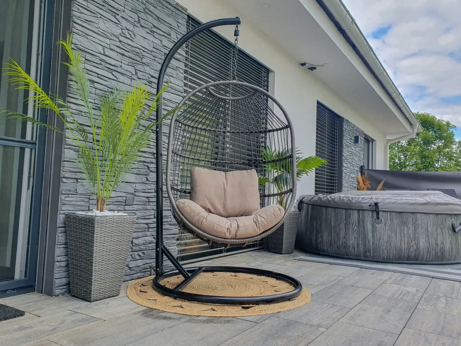 Online Beliani Pianta artificiale FAN PALM 100 cm Verde Verde Nero