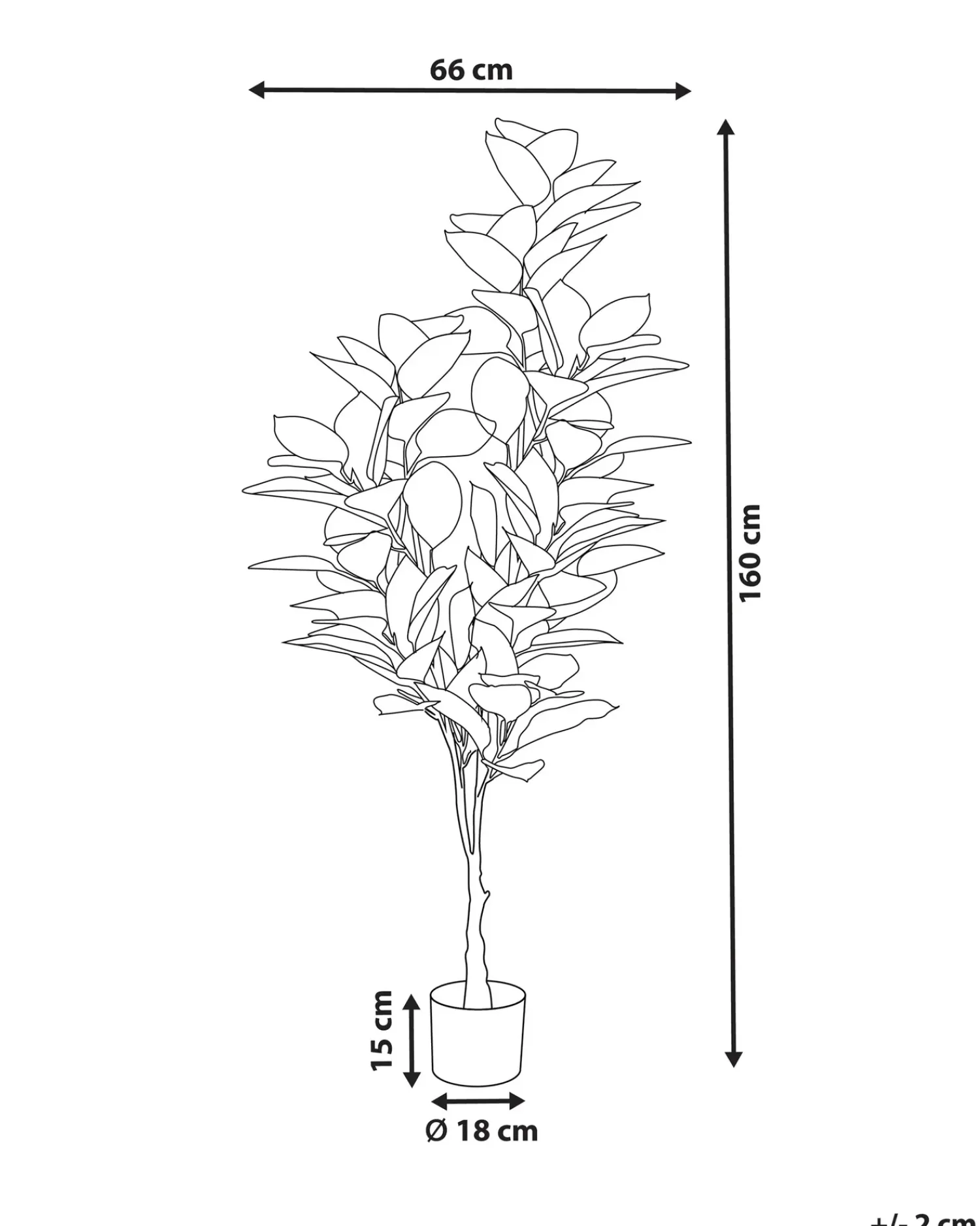 New Beliani Pianta artificiale FICUS ELASTICA Verde Nero Verde