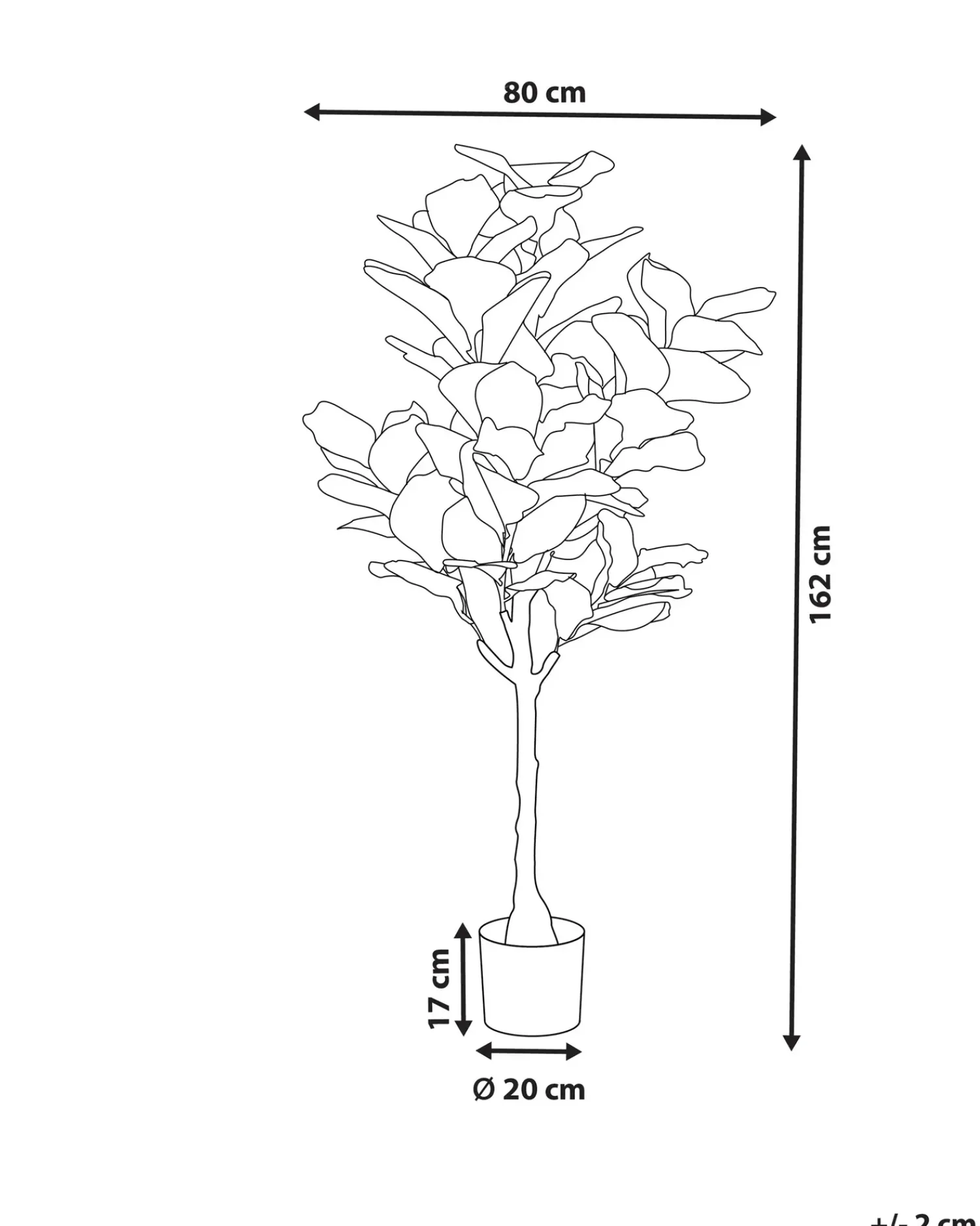 Hot Beliani Pianta artificiale FIG TREE 162 cm Verde Nero Verde