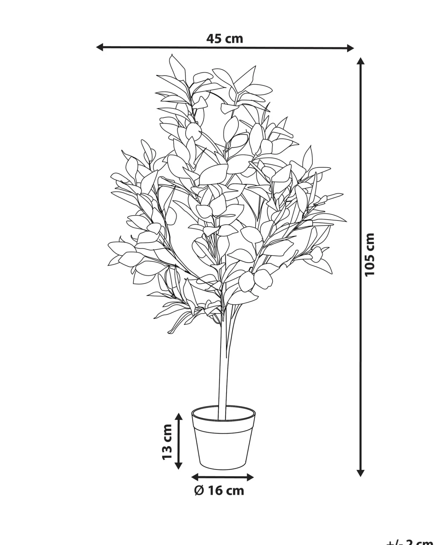 Hot Beliani Pianta artificiale LEMON TREE Verde Nero Verde