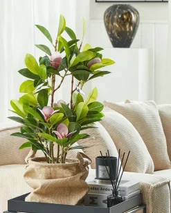 Beliani Pianta artificiale MAGNOLIA 70 cm Verde Verde Nero