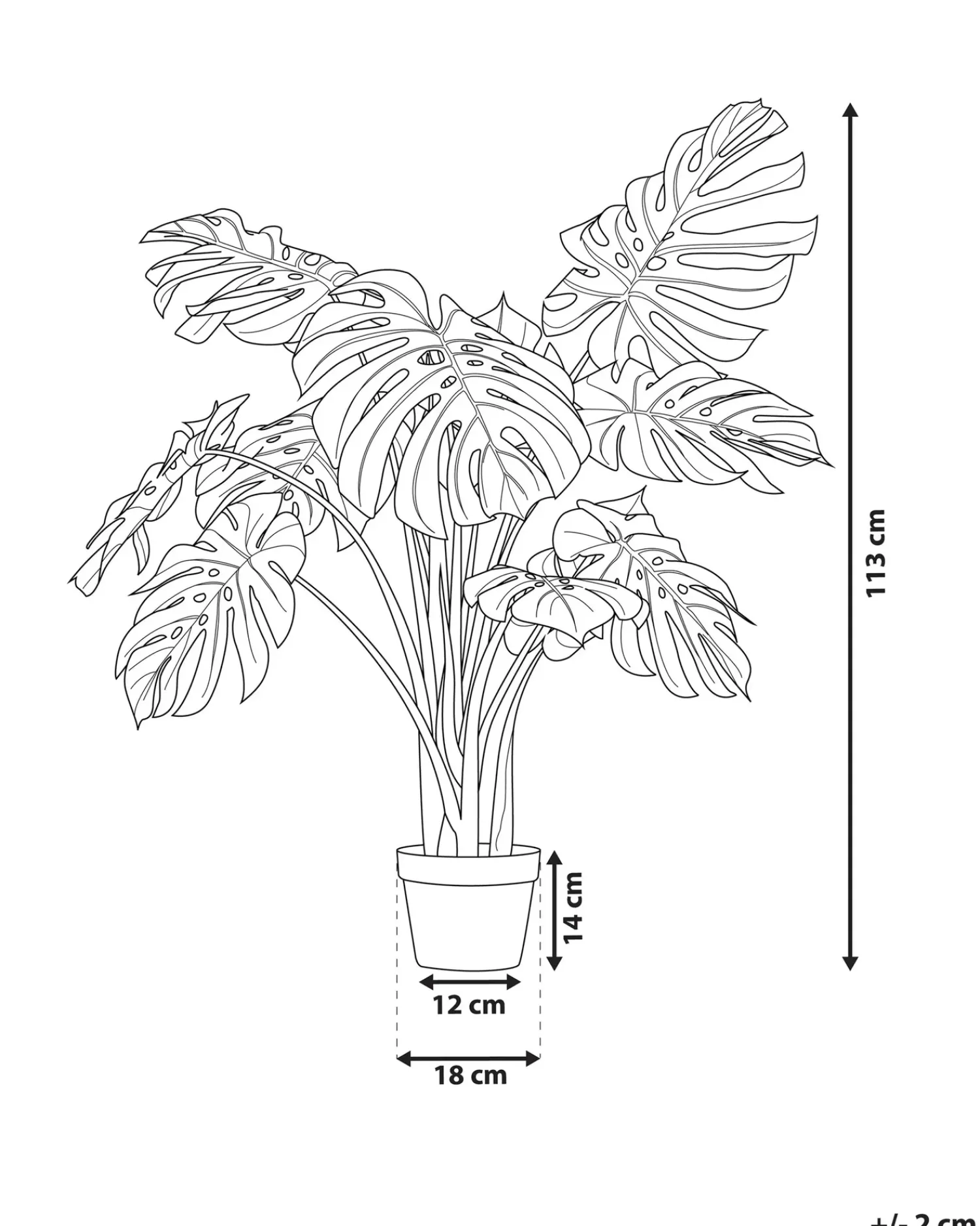 Beliani Pianta artificiale MONSTERA PLANT Verde Verde Nero