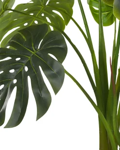 Beliani Pianta artificiale MONSTERA PLANT Verde Verde Nero