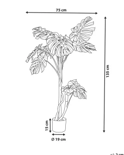Online Beliani Pianta artificiale MONSTERA PLANT Verde Nero Verde