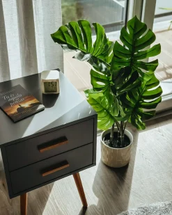 New Beliani Pianta artificiale MONSTERA PLANT Verde Nero Verde