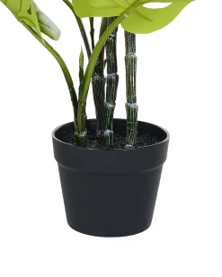 New Beliani Pianta artificiale MONSTERA PLANT Verde Nero Verde