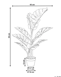 New Beliani Pianta artificiale MONSTERA PLANT Verde Nero Verde