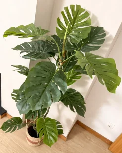 New Beliani Pianta artificiale MONSTERA Verde Verde Nero