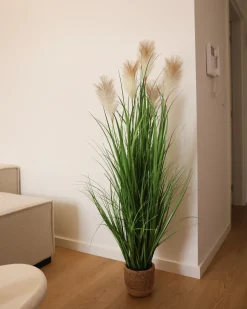 New Beliani Pianta artificiale PAMPAS GRASS 130 cm Verde Bianco Verde Nero