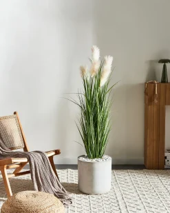 New Beliani Pianta artificiale PAMPAS GRASS 130 cm Verde Bianco Verde Nero