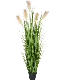 New Beliani Pianta artificiale PAMPAS GRASS 130 cm Verde Bianco Verde Nero