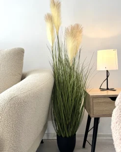 Online Beliani Pianta artificiale PAMPAS GRASS 120 cm Verde Beige Verde Nero