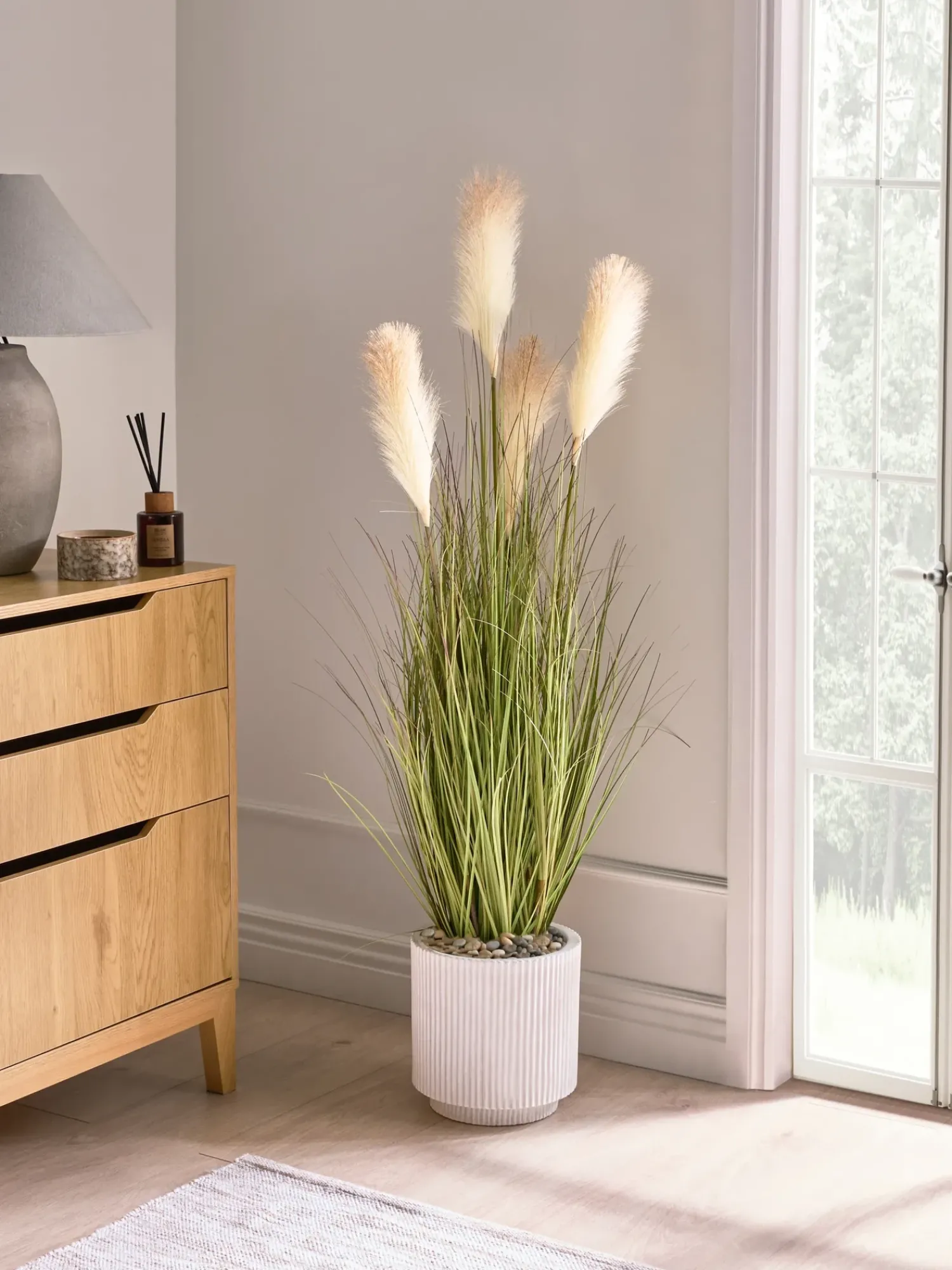 Online Beliani Pianta artificiale PAMPAS GRASS 120 cm Verde Beige Verde Nero