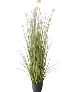 Best Beliani Pianta artificiale POMPOM GRASS 120 cm Verde Verde Nero Rosa