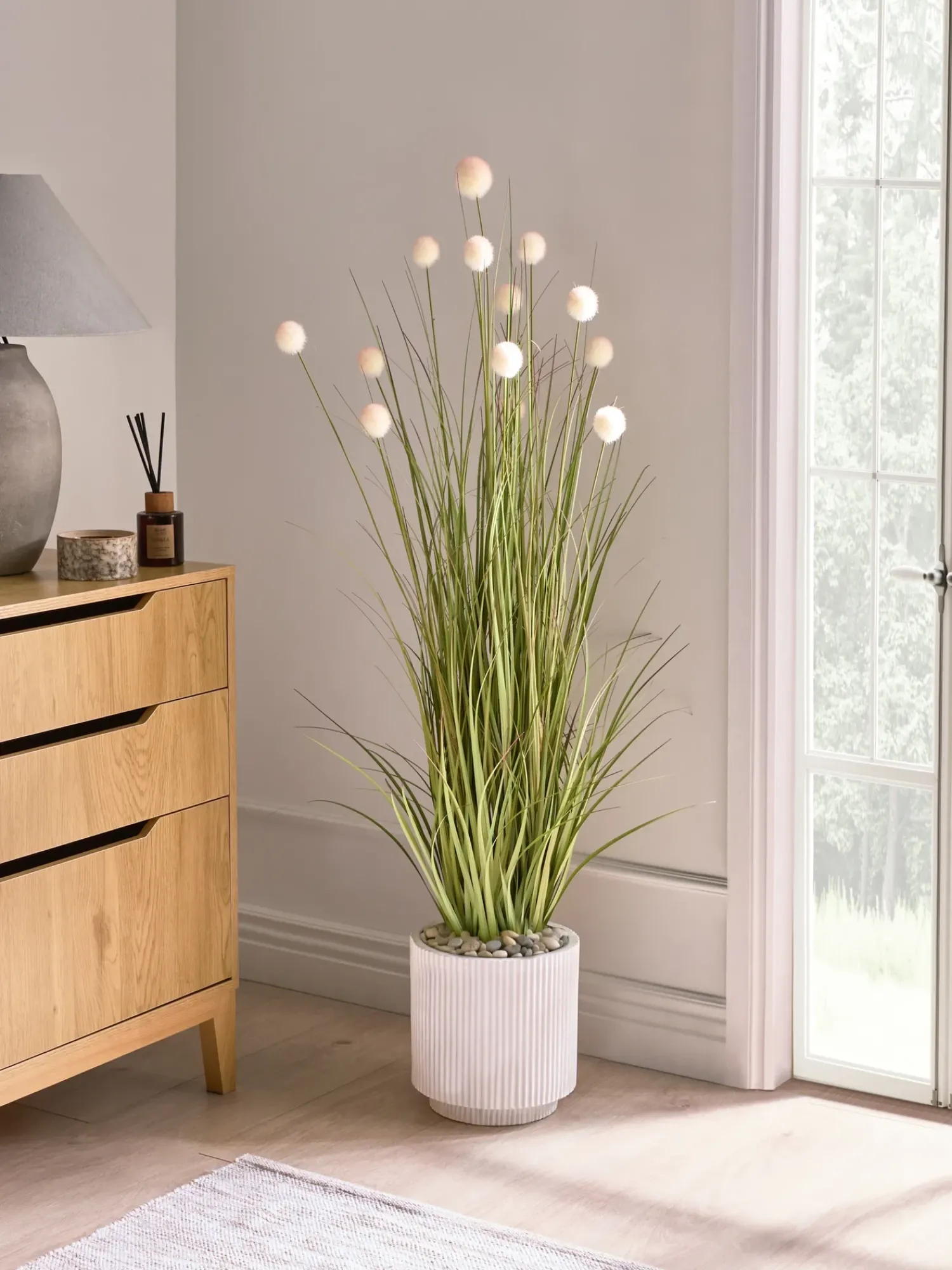 Best Beliani Pianta artificiale POMPOM GRASS 120 cm Verde Verde Nero Rosa