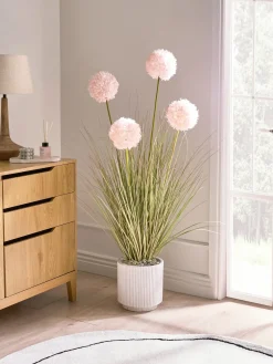 Best Beliani Pianta artificiale SNOWBALL BUSH 120 cm Rosa Verde Nero Rosa