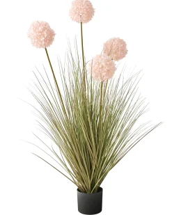Best Beliani Pianta artificiale SNOWBALL BUSH 120 cm Rosa Verde Nero Rosa