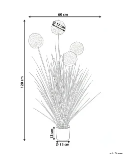 Clearance Beliani Pianta artificiale SNOWBALL BUSH 120 cm Bianco Bianco Verde Nero