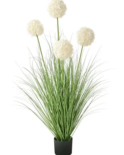 Clearance Beliani Pianta artificiale SNOWBALL BUSH 120 cm Bianco Bianco Verde Nero
