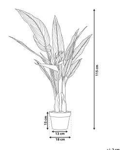 New Beliani Pianta artificiale STRELITZIA TREE 115 cm Verde Arancione Verde Nero