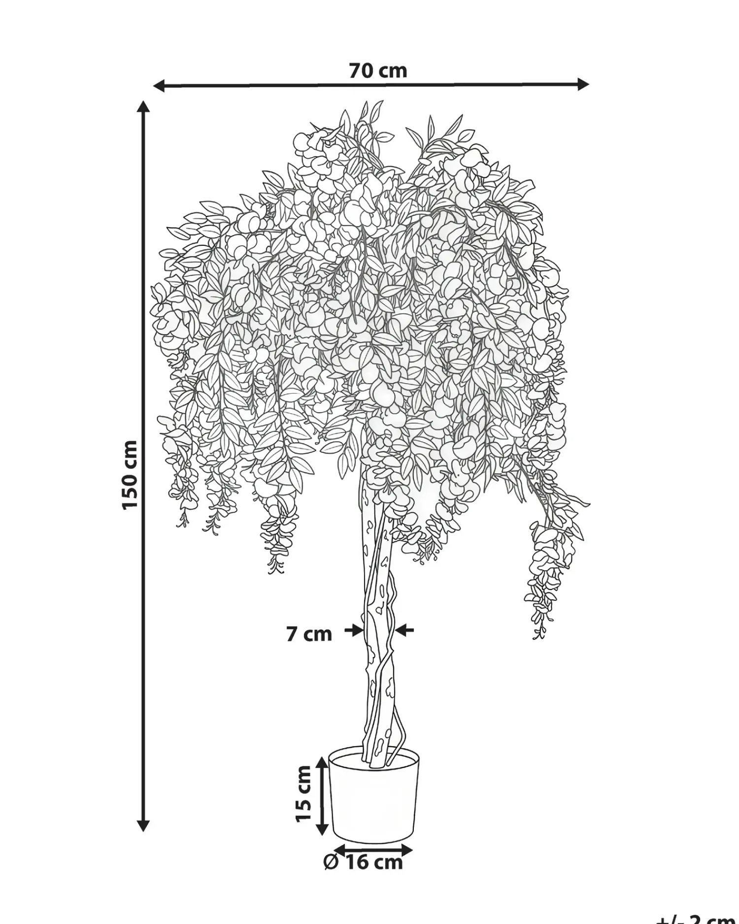 Clearance Beliani Pianta artificiale WISTERIA TREE 150 cm Verde Viola Verde