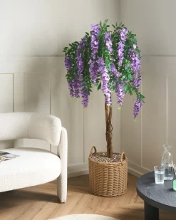 Clearance Beliani Pianta artificiale WISTERIA TREE 150 cm Verde Viola Verde