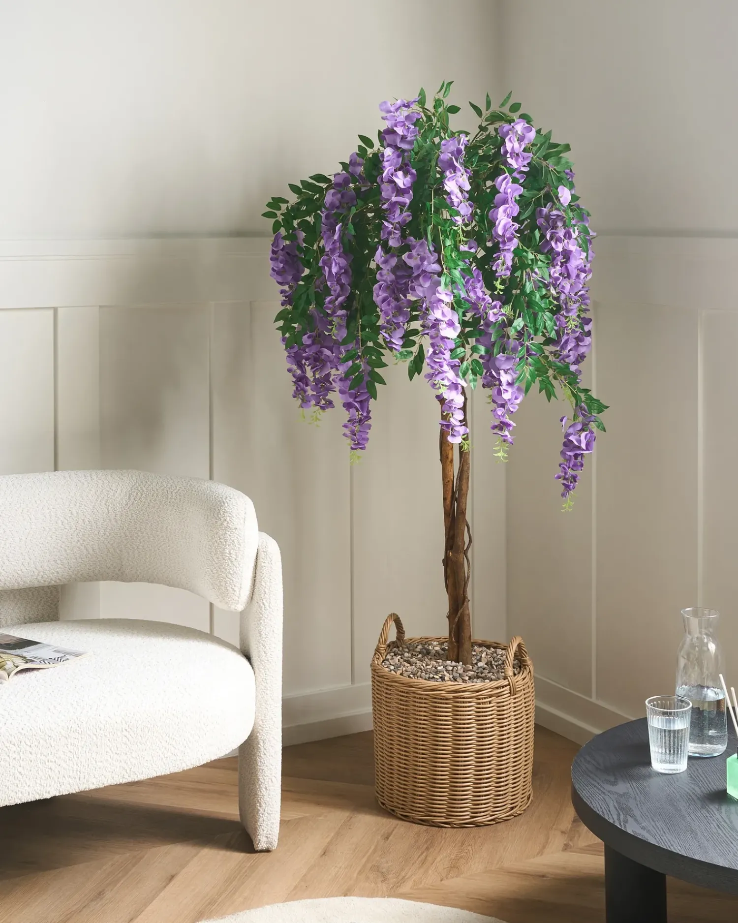 Clearance Beliani Pianta artificiale WISTERIA TREE 150 cm Verde Viola Verde