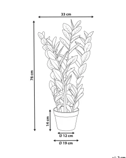 Beliani Pianta artificiale ZAMIIFOLIA 76 cm Verde Verde Nero