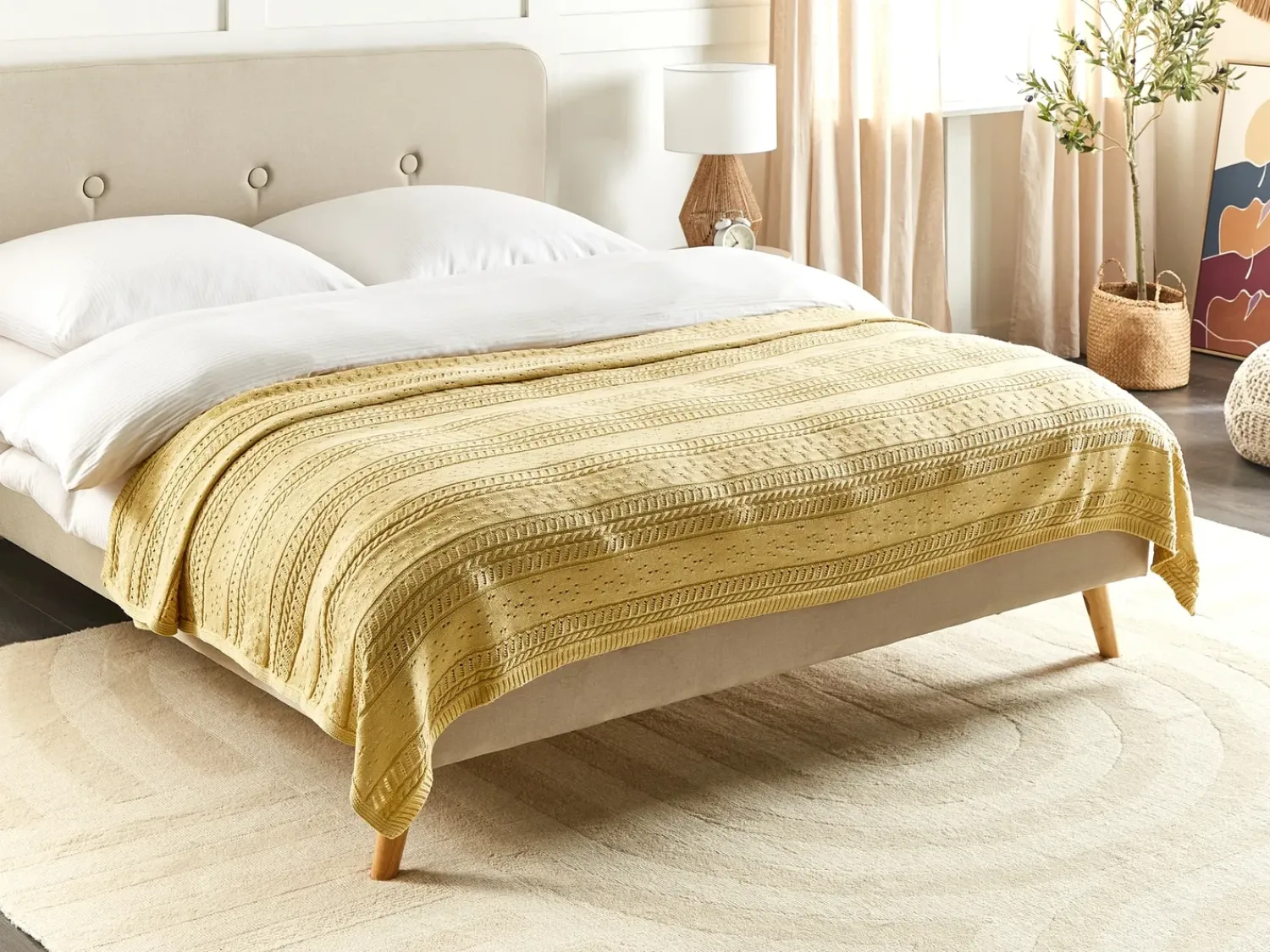 Clearance Beliani Piumone DAULET Cotone 150 x 200 cm Giallo