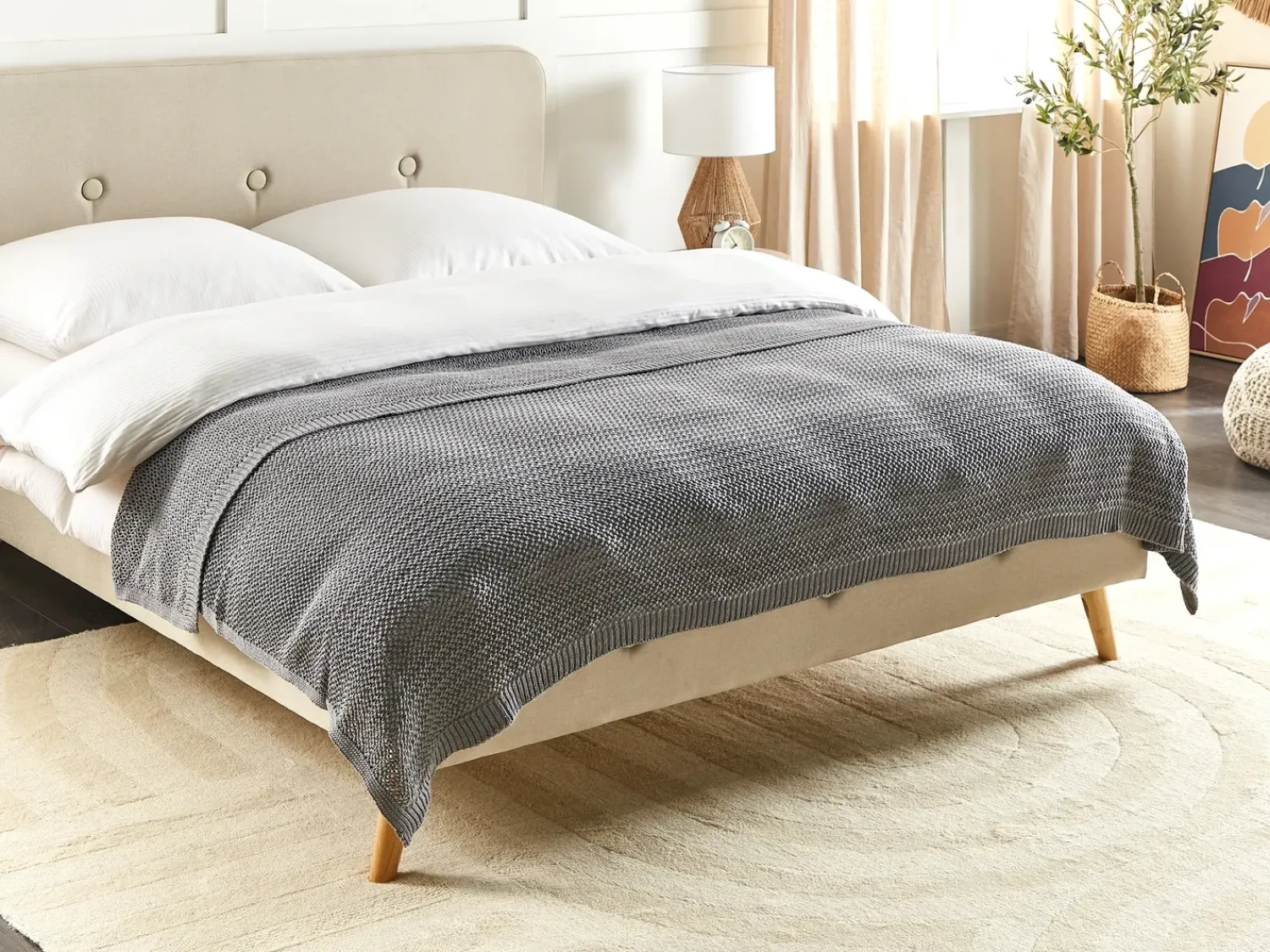 Discount Beliani Piumone ILEN Cotone 150 x 200 cm Grigio