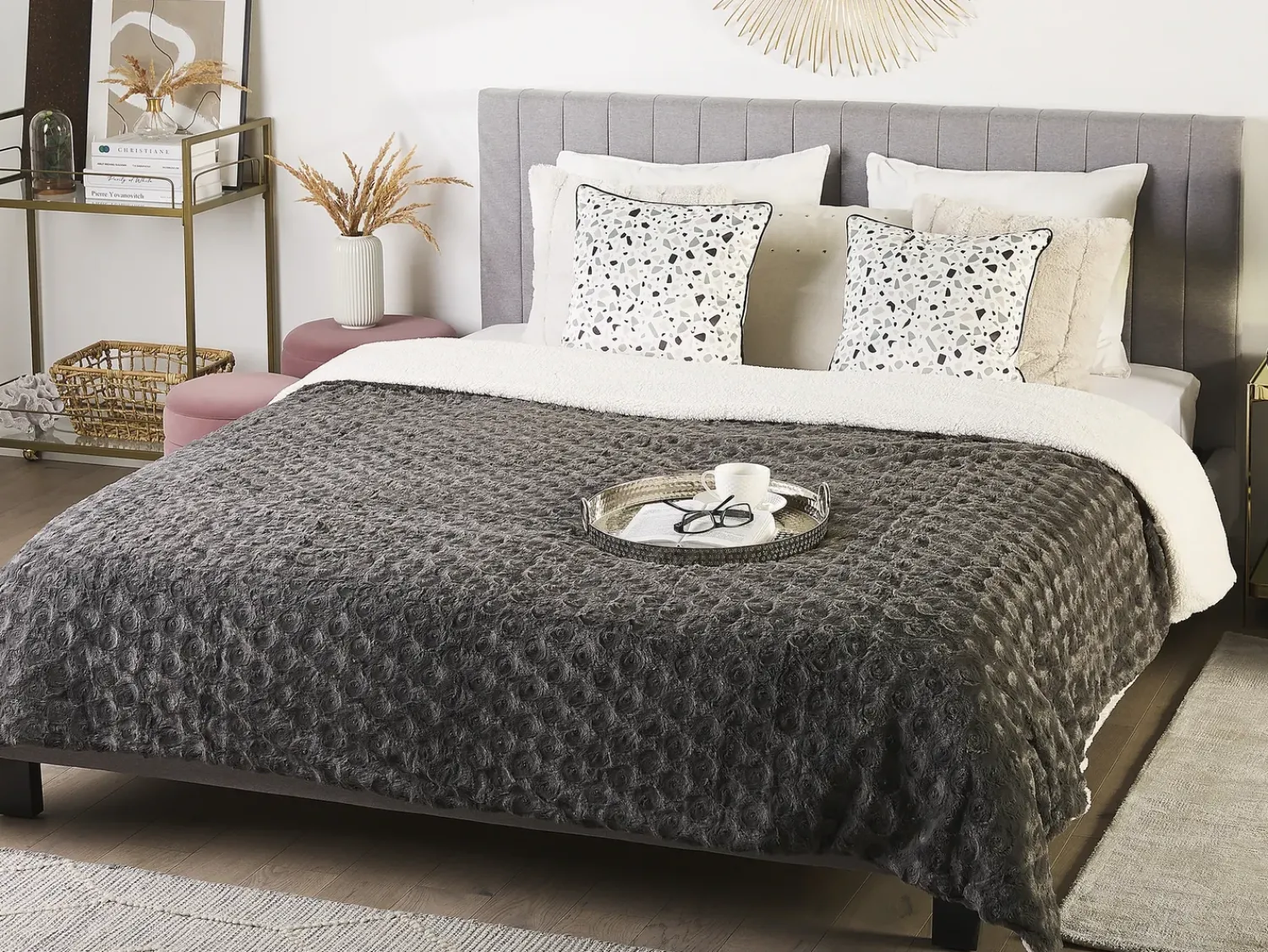 Discount Beliani Piumone KANDILLI Grigio Bianco Grigio
