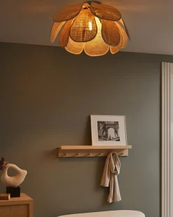 New Beliani Plafoniera CHIREDZI Rattan Naturale Naturale Nero