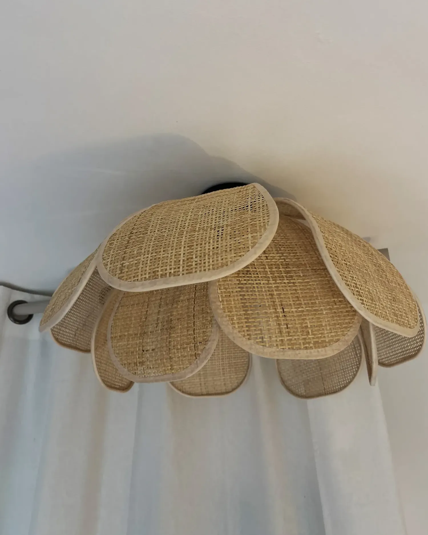 New Beliani Plafoniera CHIREDZI Rattan Naturale Naturale Nero