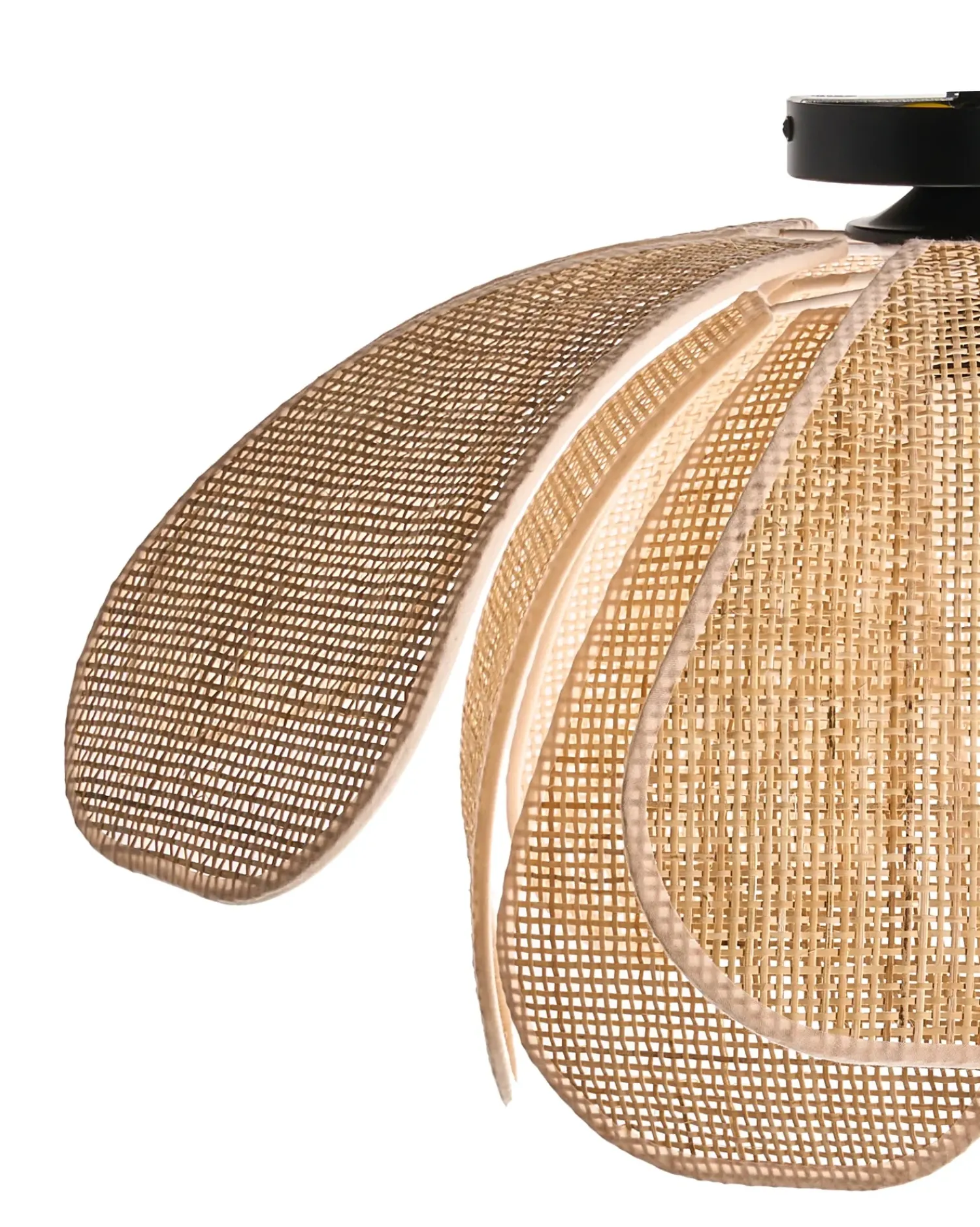 New Beliani Plafoniera CHIREDZI Rattan Naturale Naturale Nero
