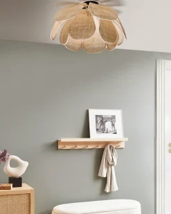 New Beliani Plafoniera CHIREDZI Rattan Naturale Naturale Nero