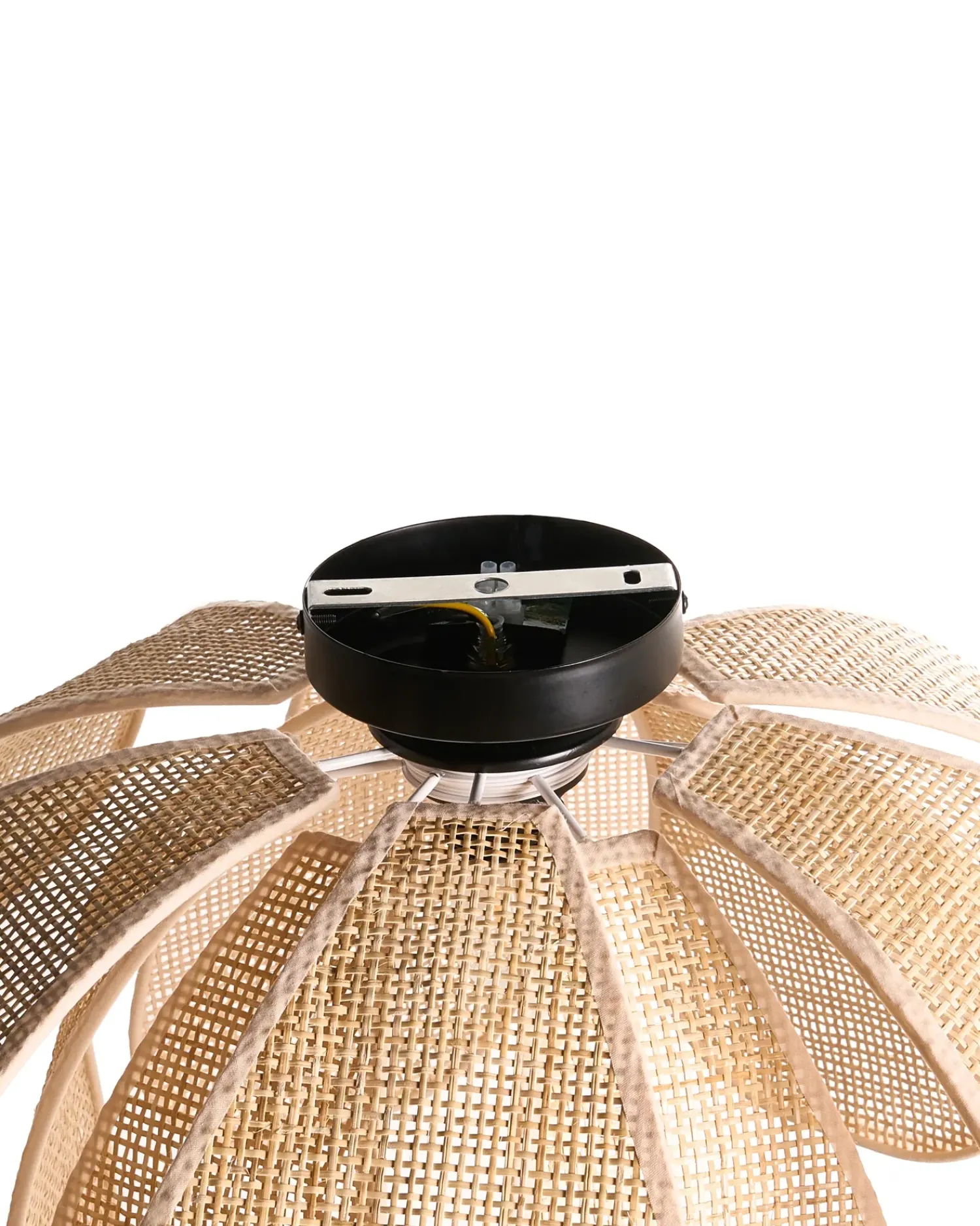 New Beliani Plafoniera CHIREDZI Rattan Naturale Naturale Nero