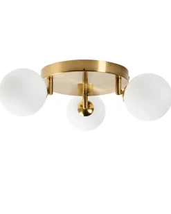 Clearance Beliani Plafoniera MAVILLA Vetro Ottone Bianco Ottone