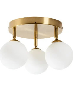 Clearance Beliani Plafoniera MAVILLA Vetro Ottone Bianco Ottone