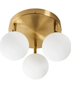 Clearance Beliani Plafoniera MAVILLA Vetro Ottone Bianco Ottone