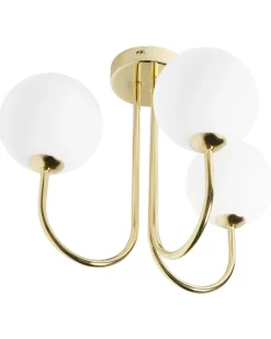 Outlet Beliani Plafoniera SHIRE Vetro Bianco Bianco Oro