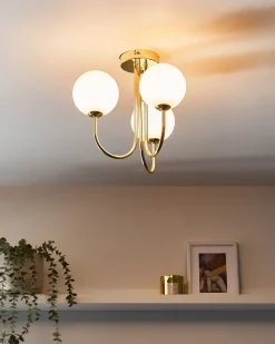 Outlet Beliani Plafoniera SHIRE Vetro Bianco Bianco Oro
