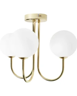 Outlet Beliani Plafoniera SHIRE Vetro Bianco Bianco Oro