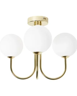 Outlet Beliani Plafoniera SHIRE Vetro Bianco Bianco Oro