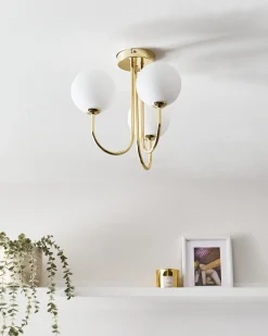 Outlet Beliani Plafoniera SHIRE Vetro Bianco Bianco Oro