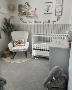 Poltrona a dondolo ANASET Bouclé Beige chiaro
