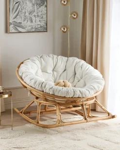 Outlet Beliani Poltrona a dondolo ORVIETO Rattan Naturale Beige Naturale