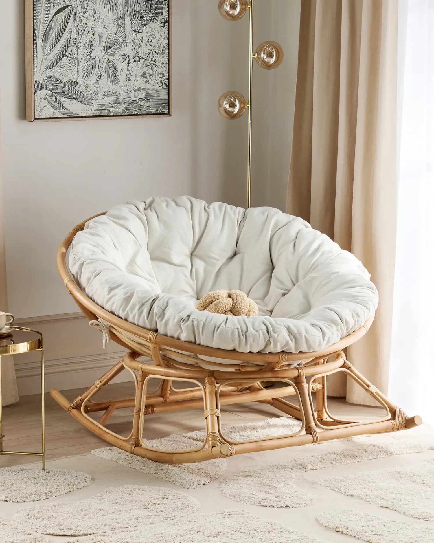 Outlet Beliani Poltrona a dondolo ORVIETO Rattan Naturale Beige Naturale