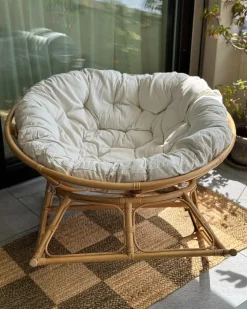 Outlet Beliani Poltrona a dondolo ORVIETO Rattan Naturale Beige Naturale